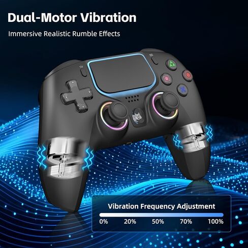 Wireless PS5 Controller Hall Effect Anti-Drift Joystick Gaming Gamepad with Programmable Back Paddles Macro Turbo Dual Vibration 6-Axis Gyro Bluetooth 5.0 RGB 3.5mm Audio Jack for PS5 Slim Pro PC, Black in Kuwait