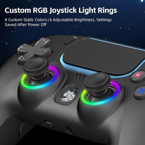 Wireless PS5 Controller Hall Effect Anti-Drift Joystick Gaming Gamepad with Programmable Back Paddles Macro Turbo Dual Vibration 6-Axis Gyro Bluetooth 5.0 RGB 3.5mm Audio Jack for PS5 Slim Pro PC, Black in Kuwait