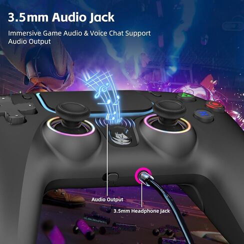 Wireless PS5 Controller Hall Effect Anti-Drift Joystick Gaming Gamepad with Programmable Back Paddles Macro Turbo Dual Vibration 6-Axis Gyro Bluetooth 5.0 RGB 3.5mm Audio Jack for PS5 Slim Pro PC, Black in Kuwait