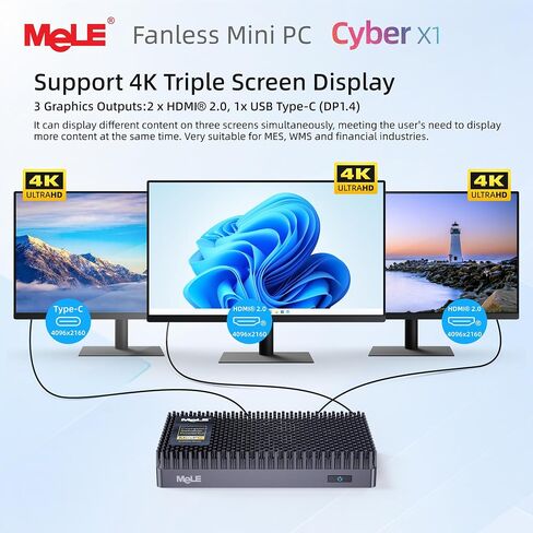 MeLE Business-Grade Cyber X1 N150 Fanless Mini PC 16GB RAM 512GB SSD in Saudi Arabia