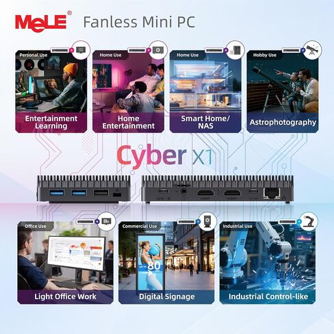 MeLE Business-Grade Cyber X1 N150 Fanless Mini PC 16GB RAM 512GB SSD in Saudi Arabia