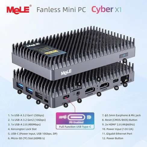 MeLE Business-Grade Cyber X1 N150 Fanless Mini PC 16GB RAM 512GB SSD in Saudi Arabia
