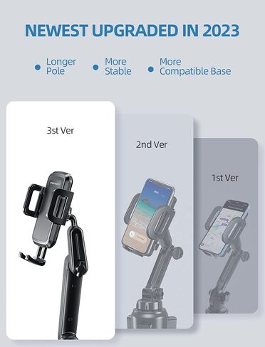 Car Phone Mount Pro Ver [Adjustable Height & No Shaking] Cup Phone Holder for Car Compatible with iPhone 17 Pro Max and More Smartphone - Black in Kuwait