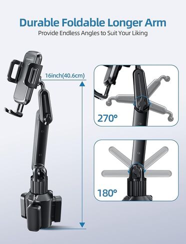Car Phone Mount Pro Ver [Adjustable Height & No Shaking] Cup Phone Holder for Car Compatible with iPhone 17 Pro Max and More Smartphone - Black in Kuwait