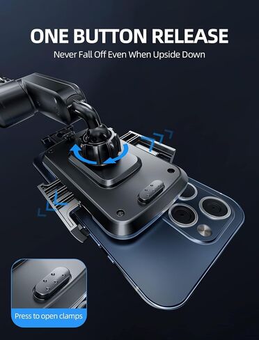 Car Phone Mount Pro Ver [Adjustable Height & No Shaking] Cup Phone Holder for Car Compatible with iPhone 17 Pro Max and More Smartphone - Black in Kuwait