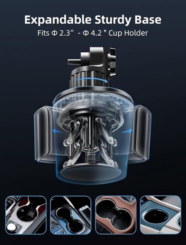 Car Phone Mount Pro Ver [Adjustable Height & No Shaking] Cup Phone Holder for Car Compatible with iPhone 17 Pro Max and More Smartphone - Black in Kuwait