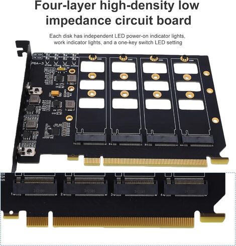 Zunate PCIe to 4 M.2 NVMe Adapter Card, X16 Gen4 Expansion Card for SSD in Kuwait