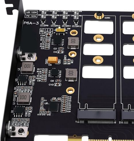 Zunate PCIe to 4 M.2 NVMe Adapter Card, X16 Gen4 Expansion Card for SSD in Kuwait
