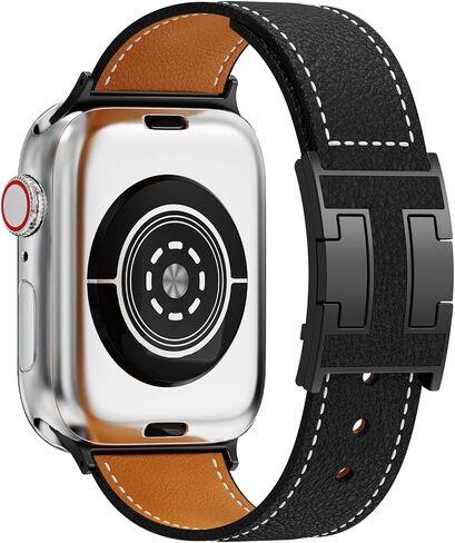 EVIE BAND Leather Stap Compatible with Apple Watch Bands for Women 40mm 42mm 44mm 46mm 38mm 41mm 45mm 49mm Series 11 10 Ultra iWatch Bands Men Magnetic Dreesy Designer Gold Clasp 9 8 7 6 5 4 3 2 1 in Kuwait