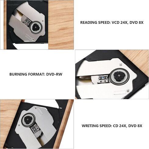 USB 3.0 Type-c External DVD CD Burner Drive, Portable DVD Writer Reader for Laptop Desktop Computer with Wood Grain Design, Compatible with Windows and Other Operating Systems in Kuwait