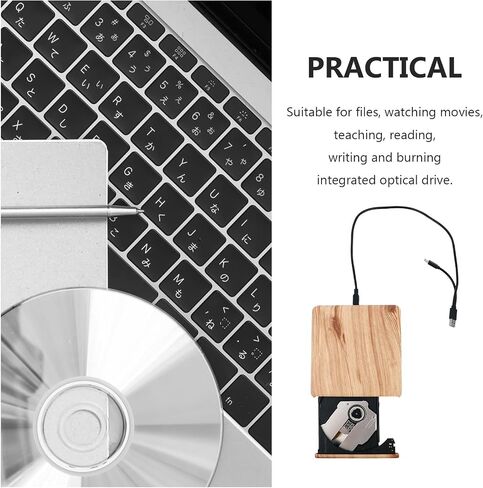 USB 3.0 Type-c External DVD CD Burner Drive, Portable DVD Writer Reader for Laptop Desktop Computer with Wood Grain Design, Compatible with Windows and Other Operating Systems in Kuwait