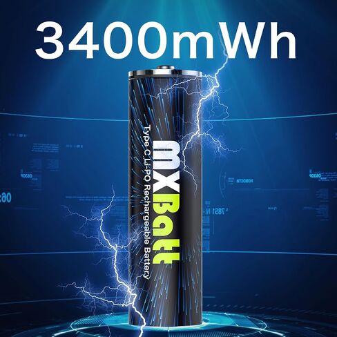 6 بطاريات ليثيوم AA قابلة لإعادة الشحن عبر USB، 1.5 فولت 3400 مللي واط في الساعة، USB-C in Kuwait