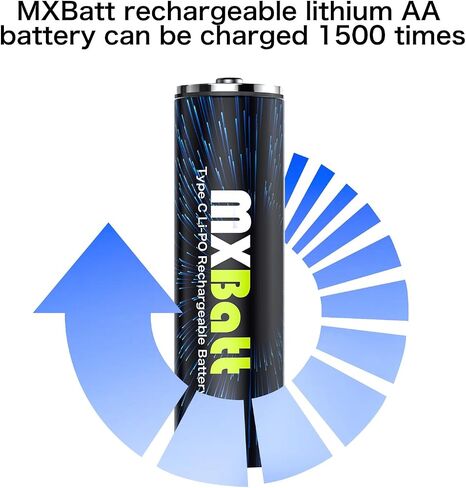 6 بطاريات ليثيوم AA قابلة لإعادة الشحن عبر USB، 1.5 فولت 3400 مللي واط في الساعة، USB-C in Kuwait