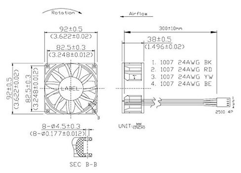 Evercool 92x92x38mm High Speed PWM Fan EC9238H12BP in Saudi Arabia