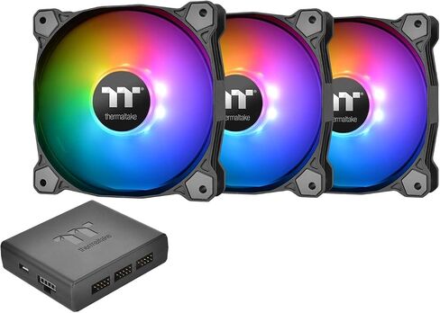 Thermaltake Pure Plus 12 RGB TT Premium Edition 120mm Software Enabled Circular 9 Controllable LEDs RGB PWM Case Radiator Fan 3Pack, TT RGB PLUS Software, AI Interactive Voice Control CL-F063-PL12SW-A in Kuwait