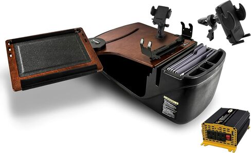 AutoExec Reach Desk Front Seat Car Desk and Portable Workstation with Phone Mount, Printer Stand and Phone Vent Clip, Mahogany in Kuwait