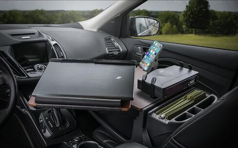 AutoExec Reach Desk Front Seat Car Desk and Portable Workstation with Phone Mount, Printer Stand and Phone Vent Clip, Mahogany in Kuwait