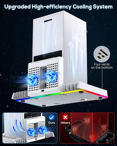 White RGB Cooling Fan Charging Stand for Xbox Series X Accessories with 2 X 5180mWh Battery Pack in Kuwait