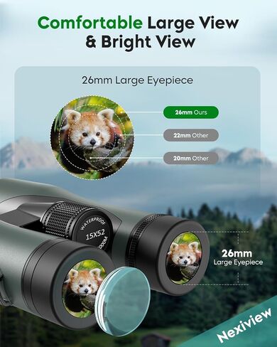 15x52 HD Binoculars for Adults High Powered - Large & Bright View, Lightweight, IPX7 Waterproof-Binoculars for Hunting Bird Watching Travel,Hiking, Travel, Cruise, Sports with Phone Adapter in Kuwait