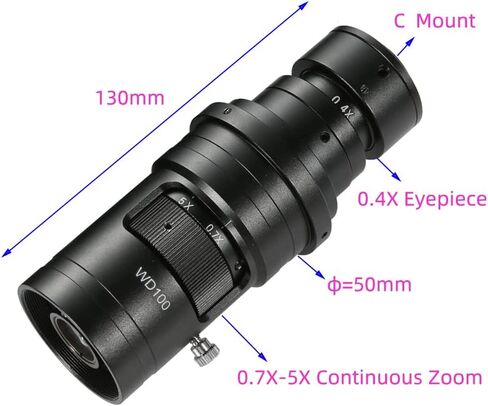 200X 500X 1000X 0.7X-5X Adjustable Magnification C Mount Zoom Lens For HDMI VGA USB Industrial Video Microscope Camera (Color : 200X and 0.5X) in Kuwait