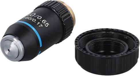 Achromatic Objective Lens For Microscope DIN 45Mm 160Mm Tube Length 4X/10X/20X/40X/60X/100X Magnification Copper Core Black Optical Parts(4X) in Kuwait