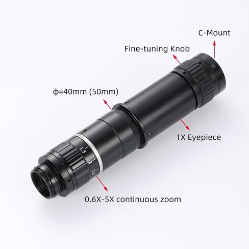 Industrial Video Microscope C-Mount Lens 500X 1000X Full Focus Large Magnification Magnifier Coaxial Point Light Source Lens (Color : Monocular lens, Size : 500X) in Kuwait