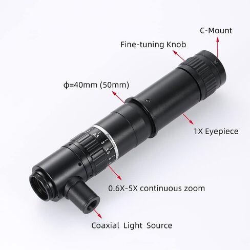 Industrial Video Microscope C-Mount Lens 500X 1000X Full Focus Large Magnification Magnifier Coaxial Point Light Source Lens (Color : Monocular lens, Size : 500X) in Kuwait