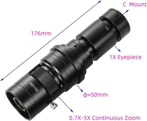 200X 500X 1000X 0.7X-5X Adjustable Magnification C Mount Zoom Lens For HDMI VGA USB Industrial Video Microscope Camera (Color : 0.3X) in Kuwait