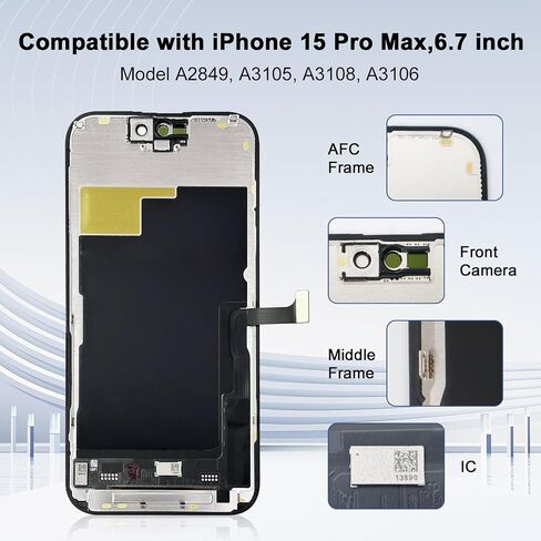 LMQ for iPhone 15 Pro Max Screen Replacement 6.7''LCD with Repair Tool Kits in Kuwait