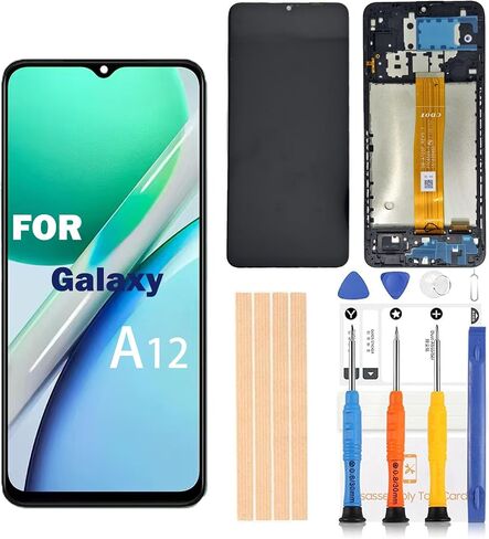 for Samsung Galaxy A12 Screen Replacement 6.5 inch A125U a125a a125w LCD Display digitizer Touch Screen Assembly with Repair Tools (SM-A12 Screen with Frame) in Saudi Arabia