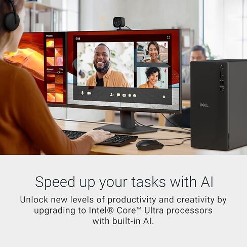 Dell ECT1250 Tower Desktop Computer - Intel Core Ultra 5 225 Processor, 16GB DDR5 RAM, 1TB NVMe SSD, Intel UHD Graphics, Wi-Fi 6 & Bluetooth 5.4, Keyboard & Mouse, AI Copilot, Windows 11 Home in Kuwait
