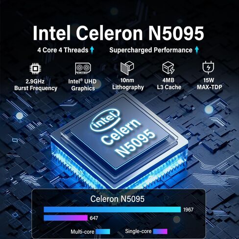 Mini PC Computer Win11 Pro Fanless Industrial Mini Desktop Computer with 10.1" Touchscreen Display, N5095 CPU 8GB Ram, 128GB ROM, 5000mAh Battery, Dual RS232, HDMI, Type-C, BT 5.0, WOL in Kuwait