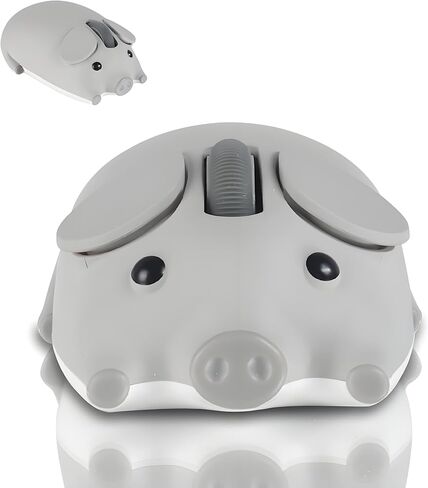 elec Space Cute Pig Design Wireless Mouse - Dual Mode Bluetooth & USB, Silent Operation, Ergonomic, Ideal for Laptops & PCs, for Animal Lovers and Family (Green) in Saudi Arabia