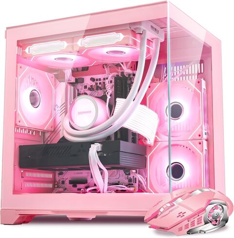 Black RGB Prebuilt Gaming Desktop PC, AMD Ryzen 7 5700X 3.4GHz, GeForce RTX 5070 12GB, 32GB DDR4 RAM, 1TB PCIe SSD, WiFi & Bluetooth, No Bloatware, ARGB Software, Windows 11 Tower Computer in Saudi Arabia