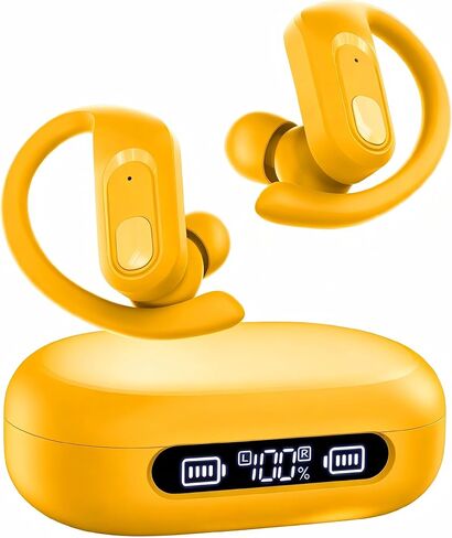 Wireless Earbuds Bluetooth Headphones, 96H Playback, Earhook Sports Earphones, LED Battery Display, Waterproof Headset with Microphone in Kuwait