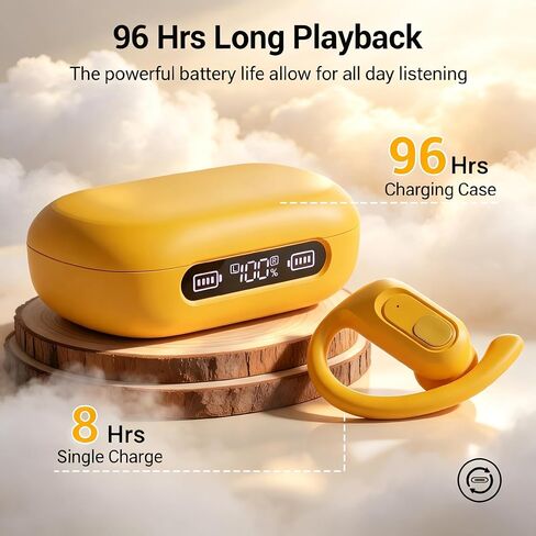 Wireless Earbuds Bluetooth Headphones, 96H Playback, Earhook Sports Earphones, LED Battery Display, Waterproof Headset with Microphone in Kuwait