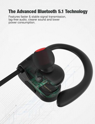 Bluetooth Headphones,Wireless Earbuds IPX7 Waterproof Sports Earphones 15H Playtime with Mic HD Stereo Sound Sweatproof in-Ear Earbuds Sound Isolation Headsets Gym Running Workout in Saudi Arabia