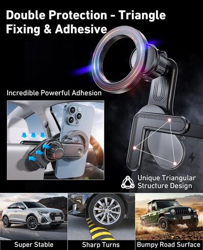 Tesla Phone Mount, [Strong Magnets & Super Stable ] Tesla Phone Holder Model 3/Y Accessories for Tesla Screen, for Magsafe Car Mount Can Be Adjusted 360° fits iPhone 15 14 13 12 Pro Max (TeslaMOUNT 2) in Kuwait