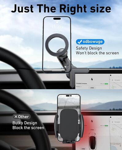 Tesla Phone Mount, [Strong Magnets & Super Stable ] Tesla Phone Holder Model 3/Y Accessories for Tesla Screen, for Magsafe Car Mount Can Be Adjusted 360° fits iPhone 15 14 13 12 Pro Max (TeslaMOUNT 2) in Kuwait