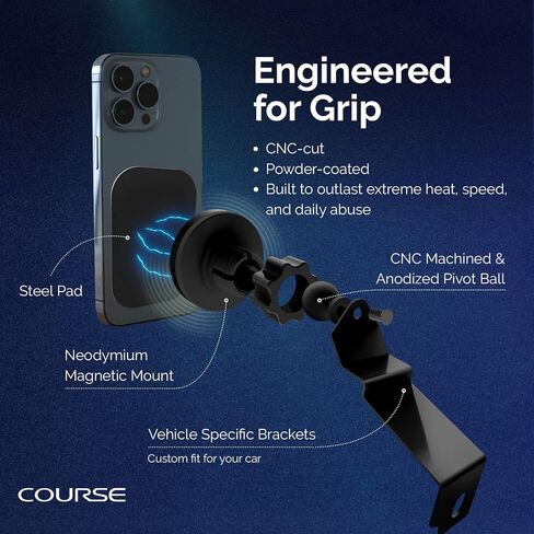 Course Motorsports DirectFit Phone Mount | MagSafe Compatible | Custom Dash Mount | Truck Phone Holder | Compatible with Ford F-150 (2021+ Lightning XLT, 2024 Raptor) - Non Charging Left in Kuwait