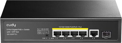 Cudy 6 Port Gigabit PoE+ Unmanaged Switch, 1 SFP, 60W Port 1, GS1005PTS1 in Kuwait