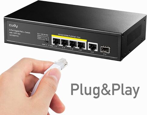 Cudy 6 Port Gigabit PoE+ Unmanaged Switch, 1 SFP, 60W Port 1, GS1005PTS1 in Kuwait
