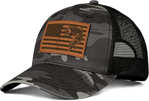 Mens Hat Snapback Trucker Hats Outdoor Gifts for Men Dad Husband Father's Day Leather Pattern Baseball Cap in Saudi Arabia