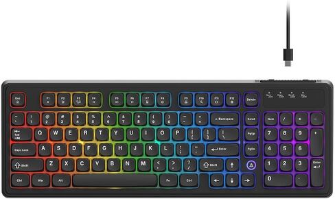 Ajazz AF98 Wired Office Keyboard, Ergonomic, RGB Lighting, Multimedia Function Keys, Adjustable Stand, Suitable for Windows Vista/XP/7/8/10/11 Mac, Andord. in Kuwait