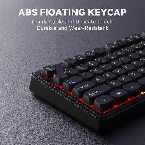 Ajazz AF98 Wired Office Keyboard, Ergonomic, RGB Lighting, Multimedia Function Keys, Adjustable Stand, Suitable for Windows Vista/XP/7/8/10/11 Mac, Andord. in Kuwait