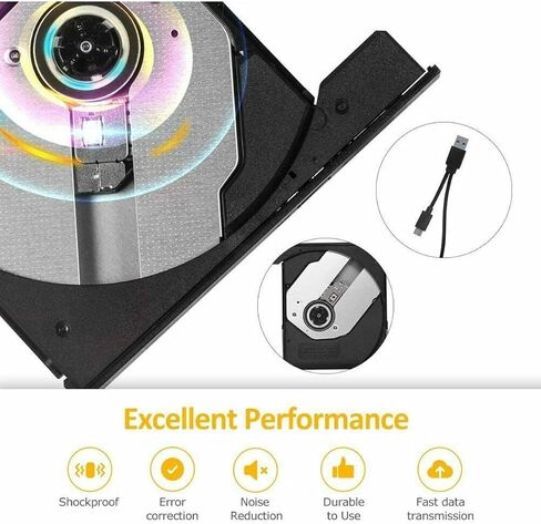 BESPORTBLE TypeC External DVD Drive USB 3.0 TypeC Interface ABS Black in Kuwait