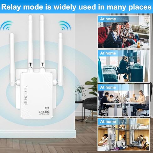 مكرر WiFi، مضخم صوت معزز بسرعة 1200 ميجا بت في الثانية، نطاق مزدوج 2.4 و5 جيجا هرتز (8500 قدم مربع)، 4 هوائيات، تغطية كاملة 360 درجة، إشارة مزدوجة النطاق، قابلية اختراق قوية، يدعم منفذ إيثرنت ووضع AP in Kuwait