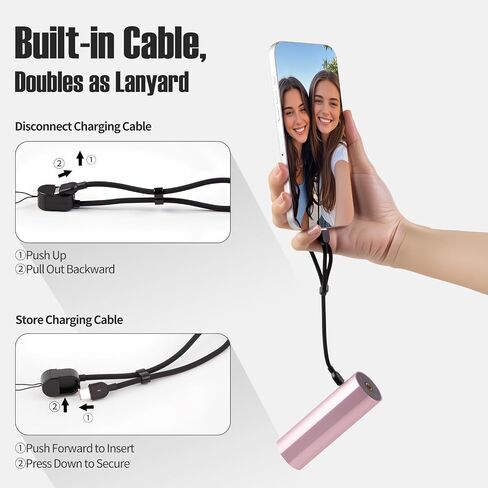 Ailight Mini Phone Tripod, 5000mAh Power Tripod Selfie Stick with Battery Grip, for Camera & Action Camera, Portable Battery Handle with Emergency Light & Phone Clip (Pink) in Kuwait