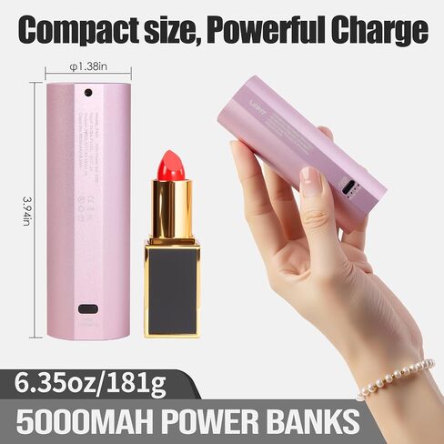 Ailight Mini Phone Tripod, 5000mAh Power Tripod Selfie Stick with Battery Grip, for Camera & Action Camera, Portable Battery Handle with Emergency Light & Phone Clip (Pink) in Kuwait