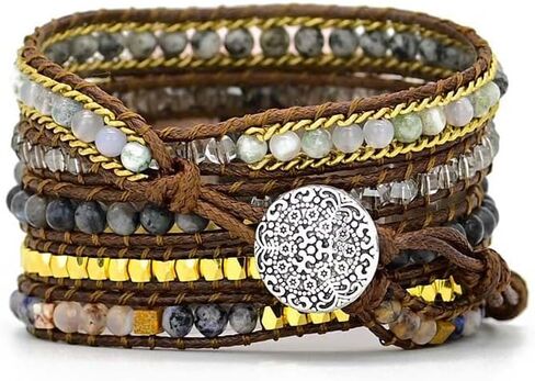 Boho Beaded Strap Compatible with Fitbit Versa 4/Versa 3/Sense 2/Sense,Women Men Handmade Natural Stone Colorful Jasper Strap for Versa 2 /Versa in Kuwait